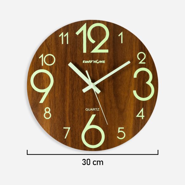 TaffHOME Jam Dinding Bulat Quartz Luminous Glow in The Dark 30cm