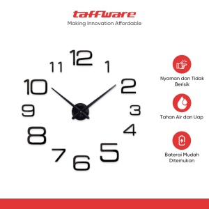TaffHOME Jam Dinding Besar DIY Giant Wall Clock 100cm Model Numeral - JM-16