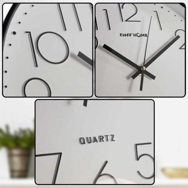 TaffHOME Jam Dinding Bulat Quartz Indoor Wall Clock Round Shape 29cm - MS30