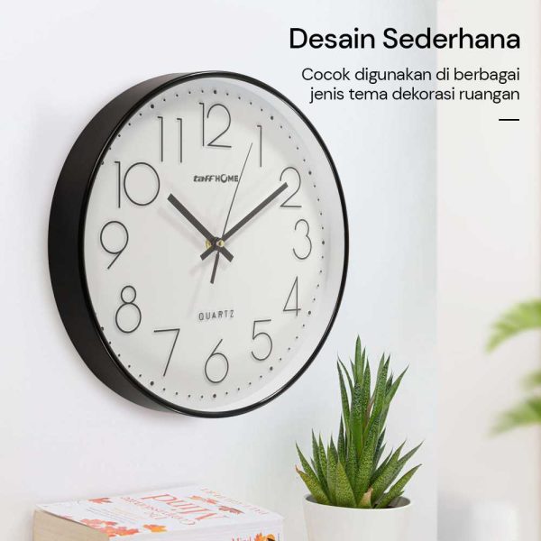 TaffHOME Jam Dinding Bulat Quartz Indoor Wall Clock Round Shape 29cm - MS30