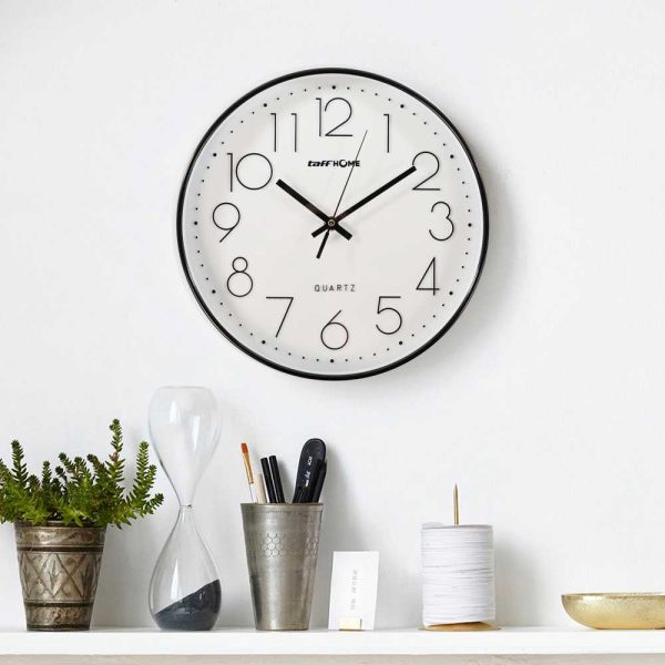 TaffHOME Jam Dinding Bulat Quartz Indoor Wall Clock Round Shape 29cm - MS30