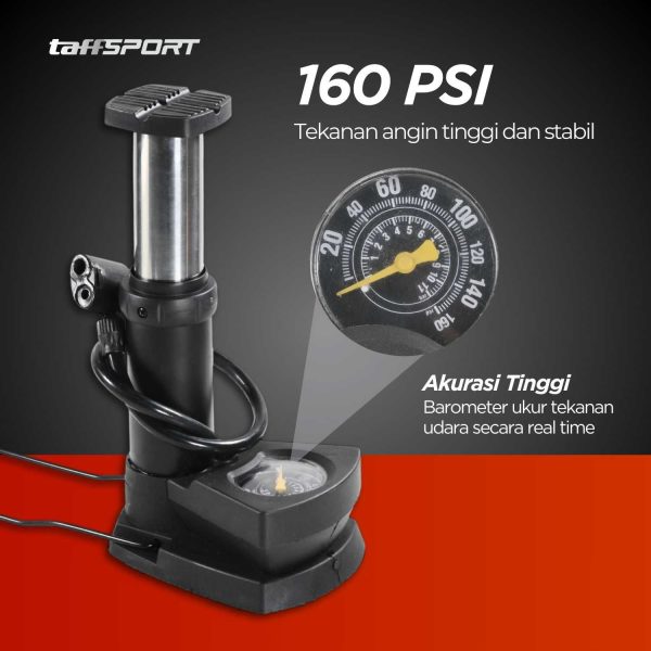 TaffSPORT Pompa Angin Sepeda Portable Pump 160 PSI with Gauge - XT402