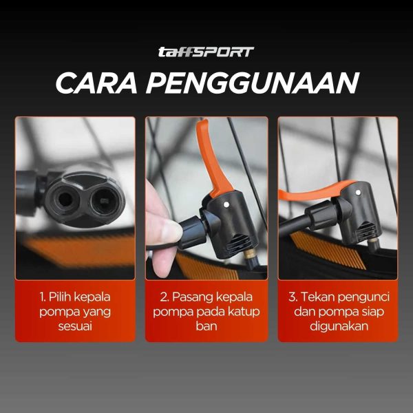 TaffSPORT Pompa Angin Sepeda Portable Pump 160 PSI with Gauge - XT402