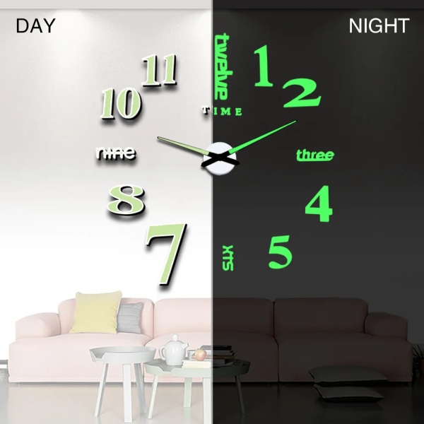 TaffHOME Jam Dinding Besar DIY Giant Glow in The Dark 90-100cm - JM-01