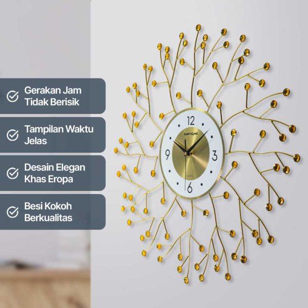TaffHOME Jam Dinding Elegan European Style Iron Silent Movement 60cm - OG-06