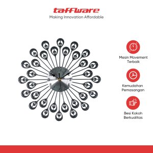 TaffHOME Jam Dinding Besi Bulu Merak Silent Movement 32cm - WM-32