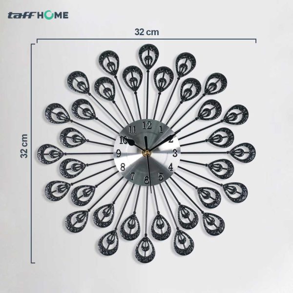 TaffHOME Jam Dinding Besi Bulu Merak Silent Movement 32cm - WM-32