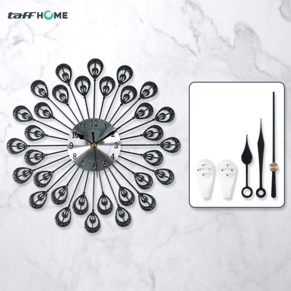 TaffHOME Jam Dinding Besi Bulu Merak Silent Movement 32cm - WM-32