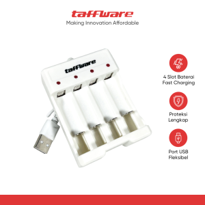 Taffware Charger Baterai 4 Slot AA AAA Ni-MH Ni-CD USB Plug - B-04