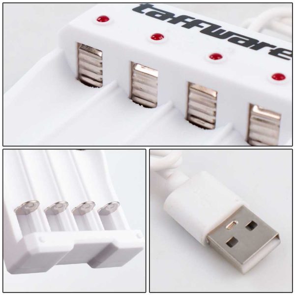 Taffware Charger Baterai 4 Slot AA AAA Ni-MH Ni-CD USB Plug - B-04