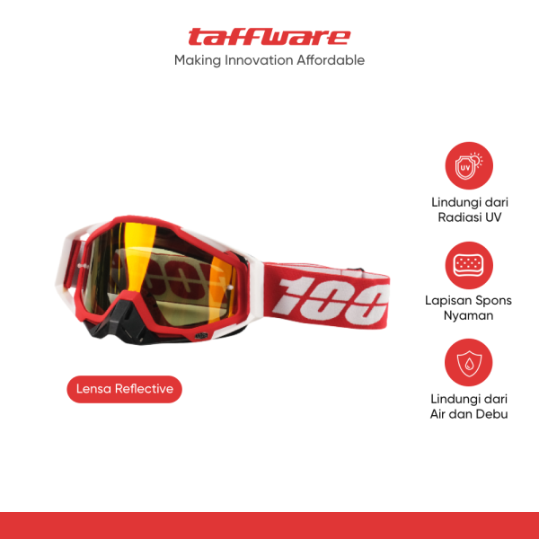 TaffSPORT Kacamata Olahraga Unisex Motocross MTB ATV Ski Goggles Face - UV400