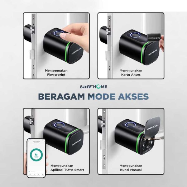 TaffHOME Smart Door Lock Fingerprint Bluetooth Card Alarm Tuya Smart - S1-B60