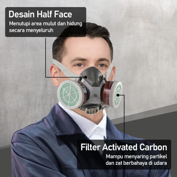 TaffGUARD Masker Gas Respirator Half Face with Activated Carbon Filter - N8305