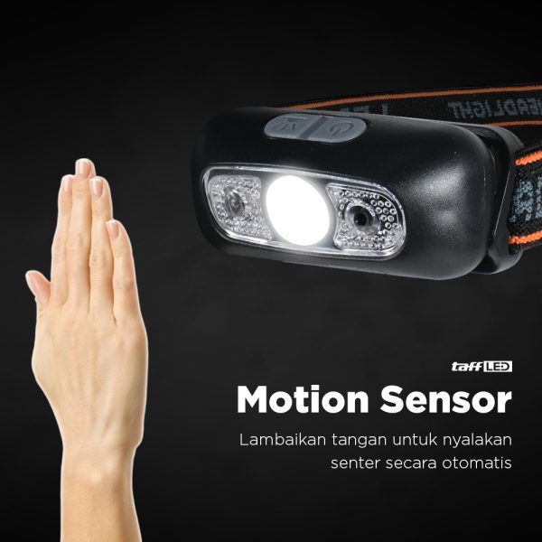 TaffLED Senter Kepala Headlamp Sensor LED Waterproof Rechargeable IPX4 - LG-05