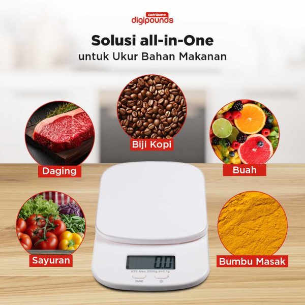 Taffware Digipounds Timbangan Dapur Mini Digital Scale 2kg 0.1g - K70a