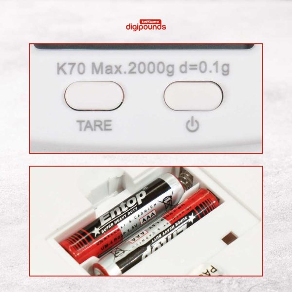 Taffware Digipounds Timbangan Dapur Mini Digital Scale 2kg 0.1g - K70a