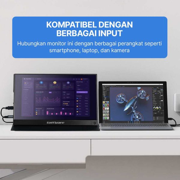 Taffware Portable Monitor FHD IPS 15.6 Inch 1080P Touchscreen - 1560MTS