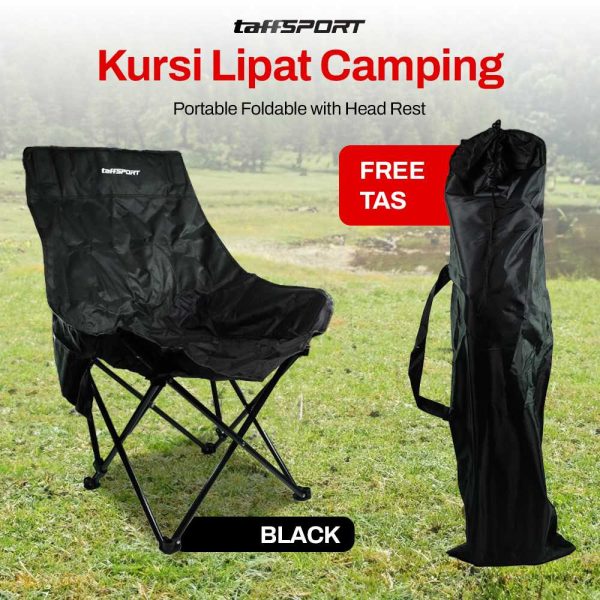 TaffSPORT Kursi Lipat Camping Piknik Portable Foldable with Head Rest - TP2