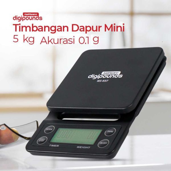 Taffware Digipounds Timbangan Dapur 5kg 0.1g dengan Timer - MS-K07