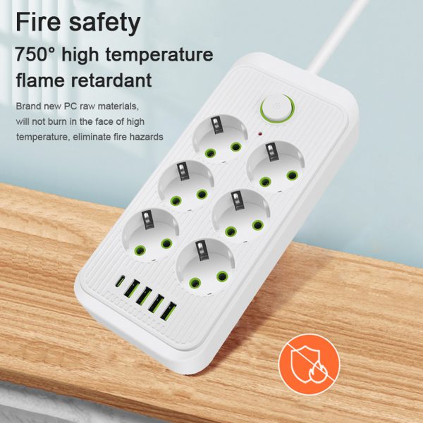 Taffware Stop Kontak USB Type C EU Plug Flame Retardant 10A 220V 2500W - QL-1075U