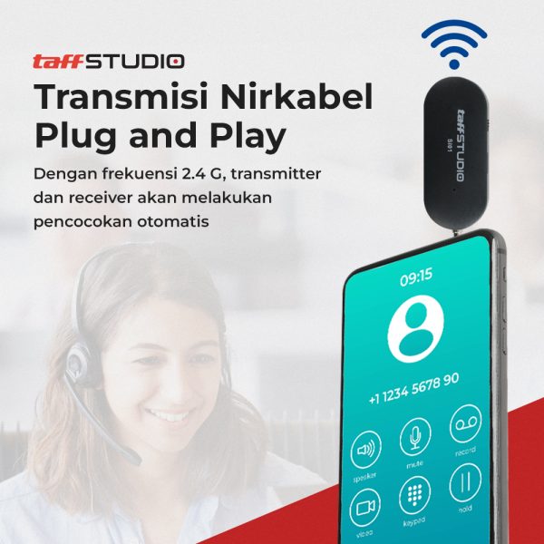 TaffSTUDIO Wireless Microphone 2.4GHz Headset CS with Receiver - SI01