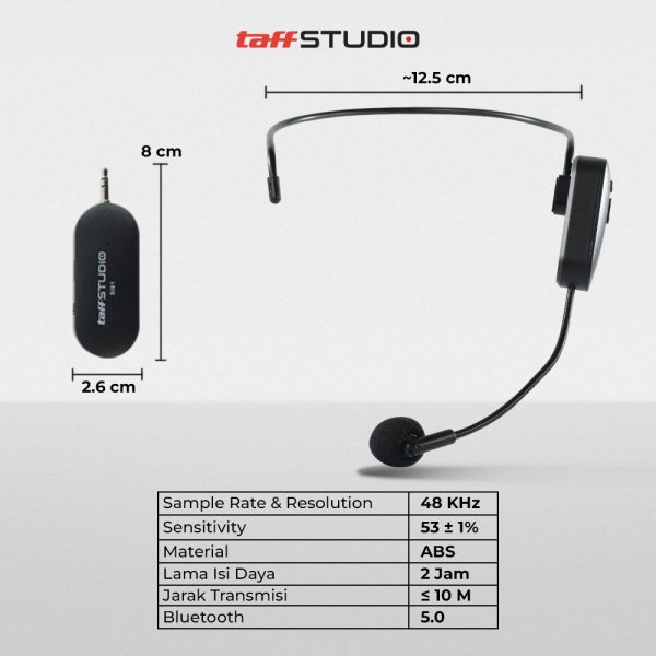 TaffSTUDIO Wireless Microphone 2.4GHz Headset CS with Receiver - SI01
