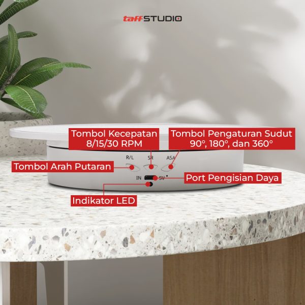 TaffSTUDIO Alas Putar Fotografi Velvet Full Rotating 20cm with Remote - QM104