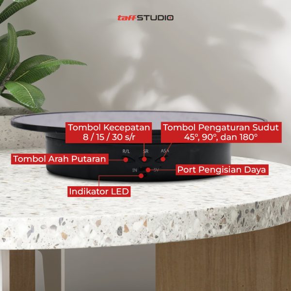 TaffSTUDIO Alas Putar Rotating Turntable Display Stand Mirror Remote - QM104
