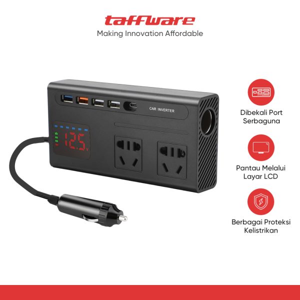 Taffware Power Inverter Mobil Modified Sine Wave DC 12V/24V to AC 220V - PLH-08