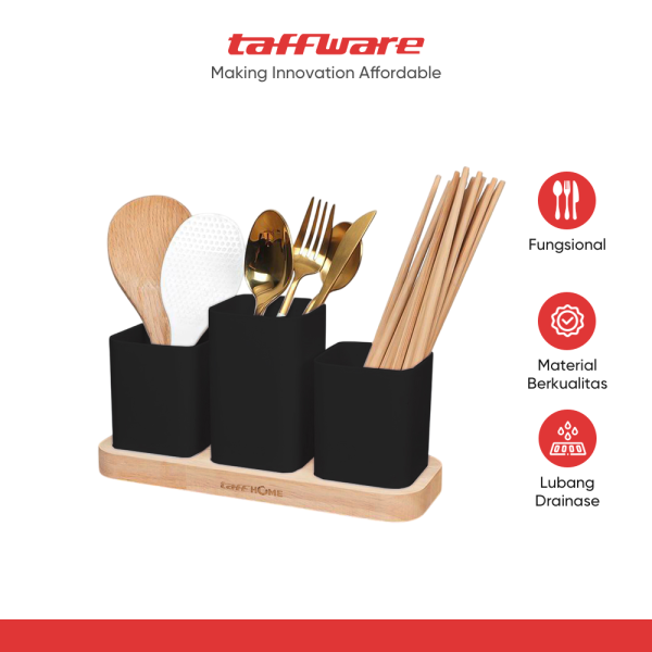 TaffHOME Rak Organizer Dapur Tempat Sendok Garpu 3 Gelas - LL251