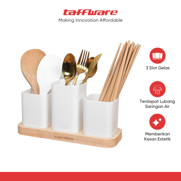TaffHOME Rak Organizer Dapur Tempat Sendok Garpu 3 Gelas - LL251
