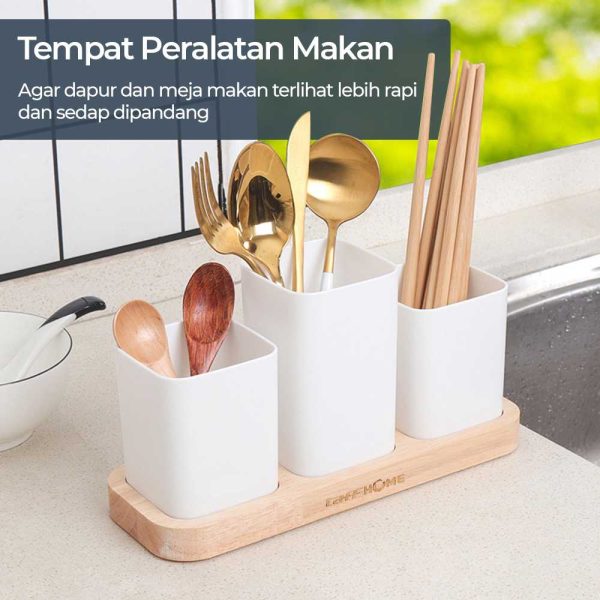 TaffHOME Rak Organizer Dapur Tempat Sendok Garpu 3 Gelas - LL251
