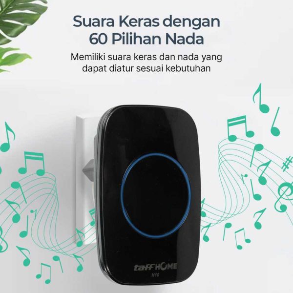 TaffHOME Bel Pintu Wireless Waterproof 1 Transmitter 2 Receiver - H10