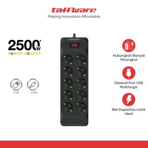 Taffware Stop Kontak USB Type C EU Plug 10A 110-250V 2500W - QL-1077U / QL-1078U