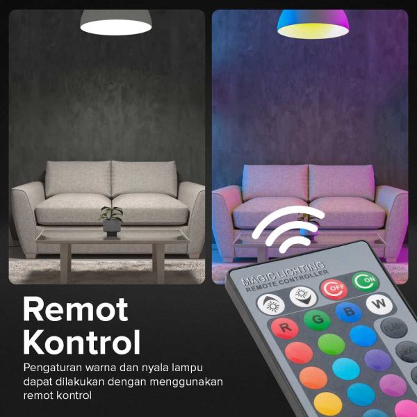 TaffLED Lampu Bohlam RGBW E27 5W dengan Remote Control - A60