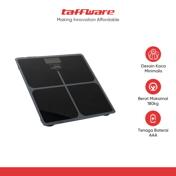 Taffware Digipounds Timbangan Badan Kaca Elektronik 180KG - SC-05