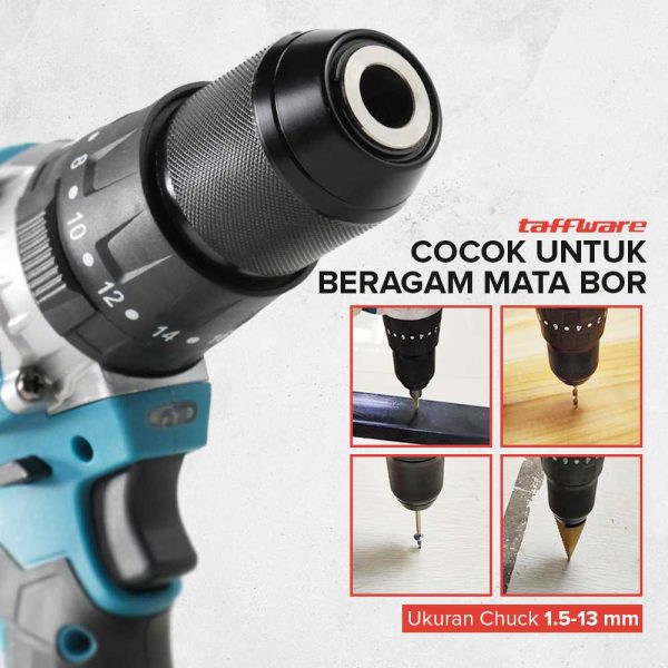 Taffware Bor Listrik Cordless Brushless 1350RPM - LB176
