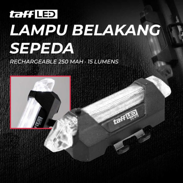 TaffLED Lampu Belakang Sepeda USB Rechargeable 250 mAh 15 Lumens - DC-918