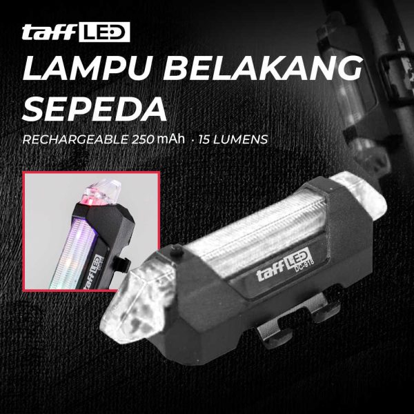 TaffLED Lampu Belakang Sepeda USB Rechargeable 250 mAh 15 Lumens - DC-918