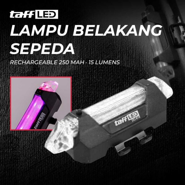 TaffLED Lampu Belakang Sepeda USB Rechargeable 250 mAh 15 Lumens - DC-918