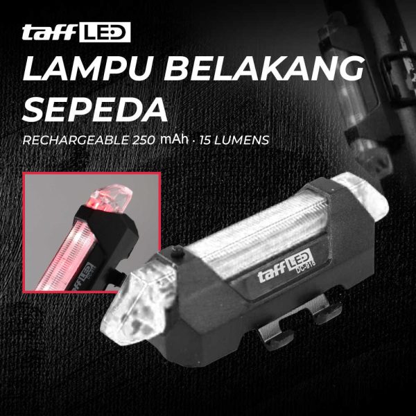 TaffLED Lampu Belakang Sepeda USB Rechargeable 250 mAh 15 Lumens - DC-918
