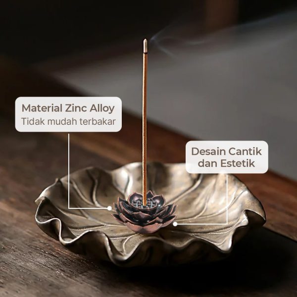 TaffHOME Tempat Dupa Double Lotus Mini Incense Holder Zinc Alloy - YJ-B1