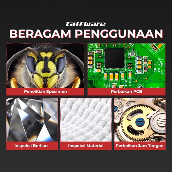 Taffware Mikroskop Digital 3.6MP 600X dengan Monitor & Metal Stand - G600