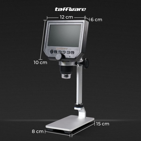 Taffware Mikroskop Digital 3.6MP 600X dengan Monitor & Metal Stand - G600