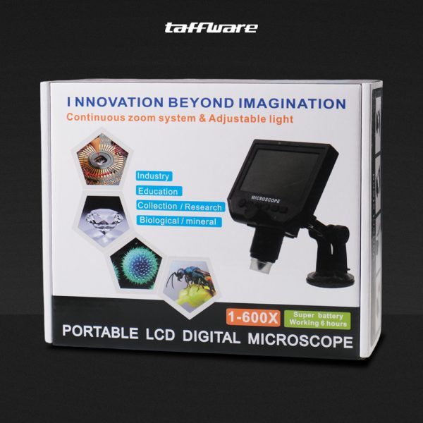 Taffware Mikroskop Digital 3.6MP 600X dengan Monitor & Metal Stand - G600
