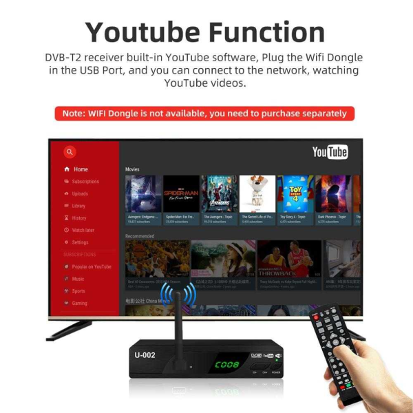 Taffware Set Top Box TV Digital HD 1080P YouTube H.264 DVB-T2 - DZ