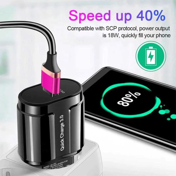 Taffware Charger USB Smartphone Quick Charge QC3.0 3A 18W EU Plug - BC21