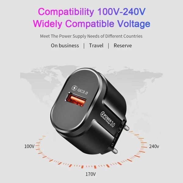 Taffware Charger USB Smartphone Quick Charge QC3.0 3A 18W EU Plug - BC21