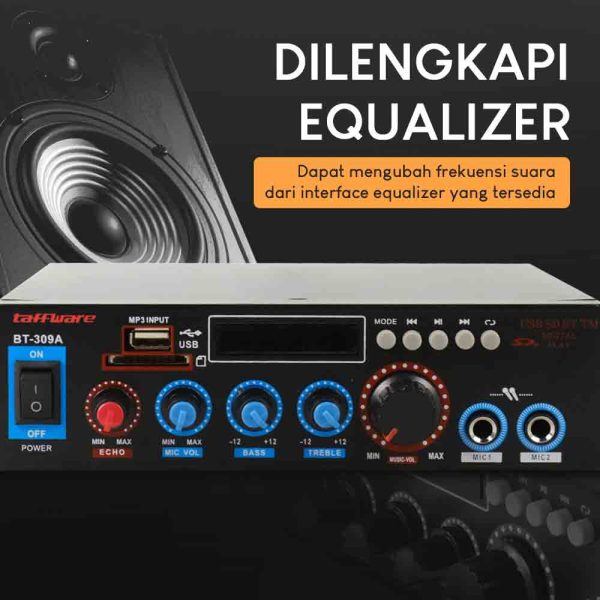 Taffware Audio Amplifier HiFi Bluetooth 5.0 Stereo 2 Channel 800W - BT-309A