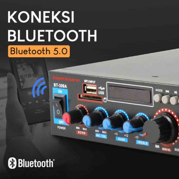 Taffware Audio Amplifier HiFi Bluetooth 5.0 Stereo 2 Channel 800W - BT-309A